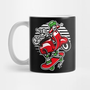 Red Scooter Skater Skateboarder Mug